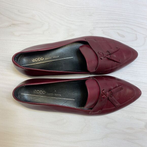Ecco Women Leather Tassel Pointy Toe Ballerina Flat Loafer Size 39 - Picture 9 of 11
